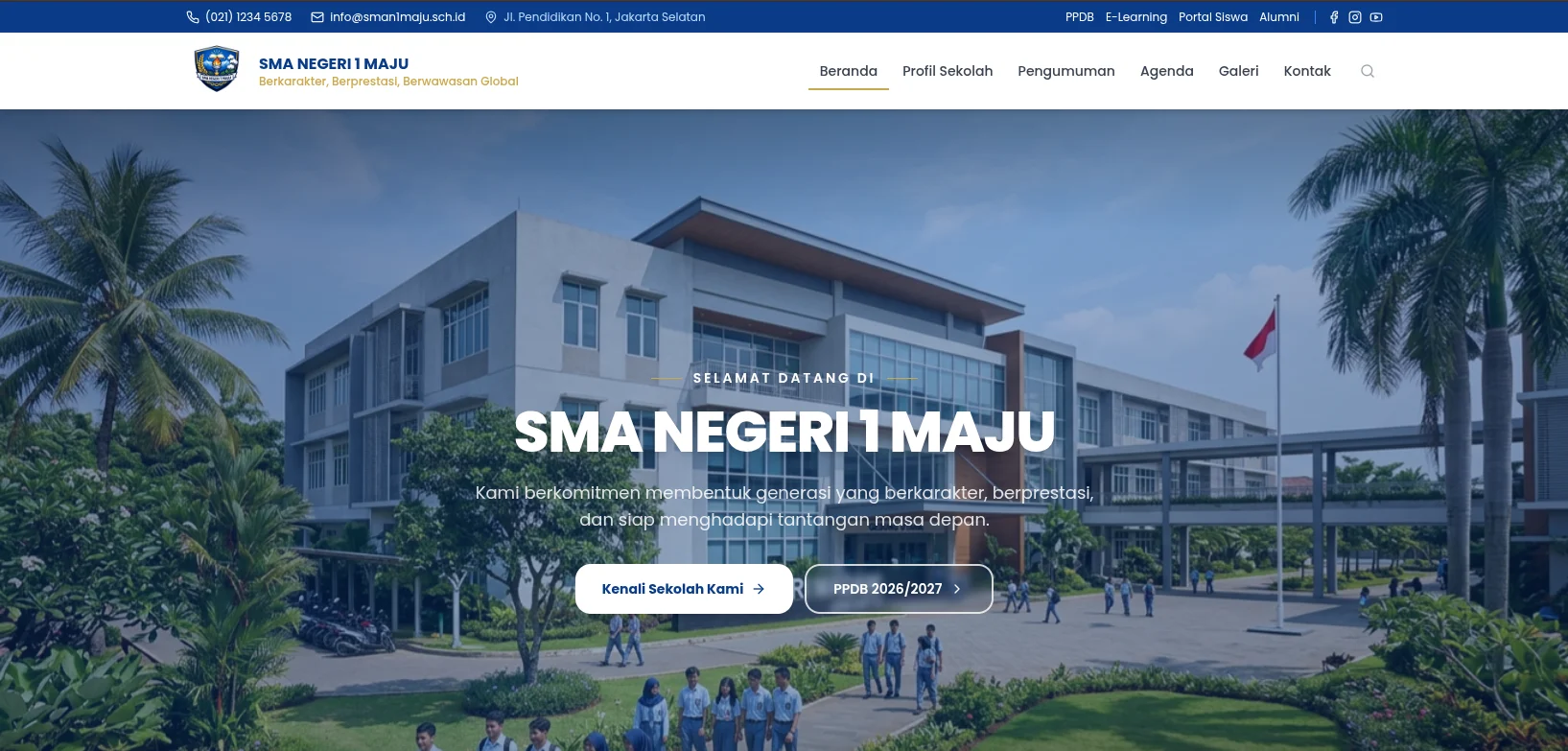 Website Sekolah Profesional – Modern, Responsif & SEO Friendly